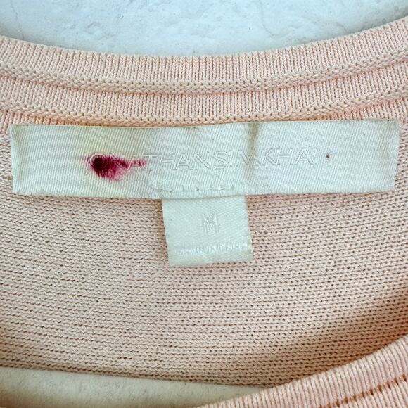 Jonathan Simkhai Womens Knit Peplum Top Blouse Size M Short Sleeve Pastel Blush - Picture 3 of 7